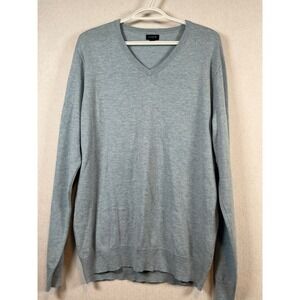 J Crew Men's Light Blue V-Neck Merino Wool Blend Sweater Size L